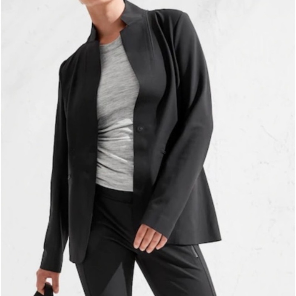 Athleta Black Open-Front Blazer Jacket